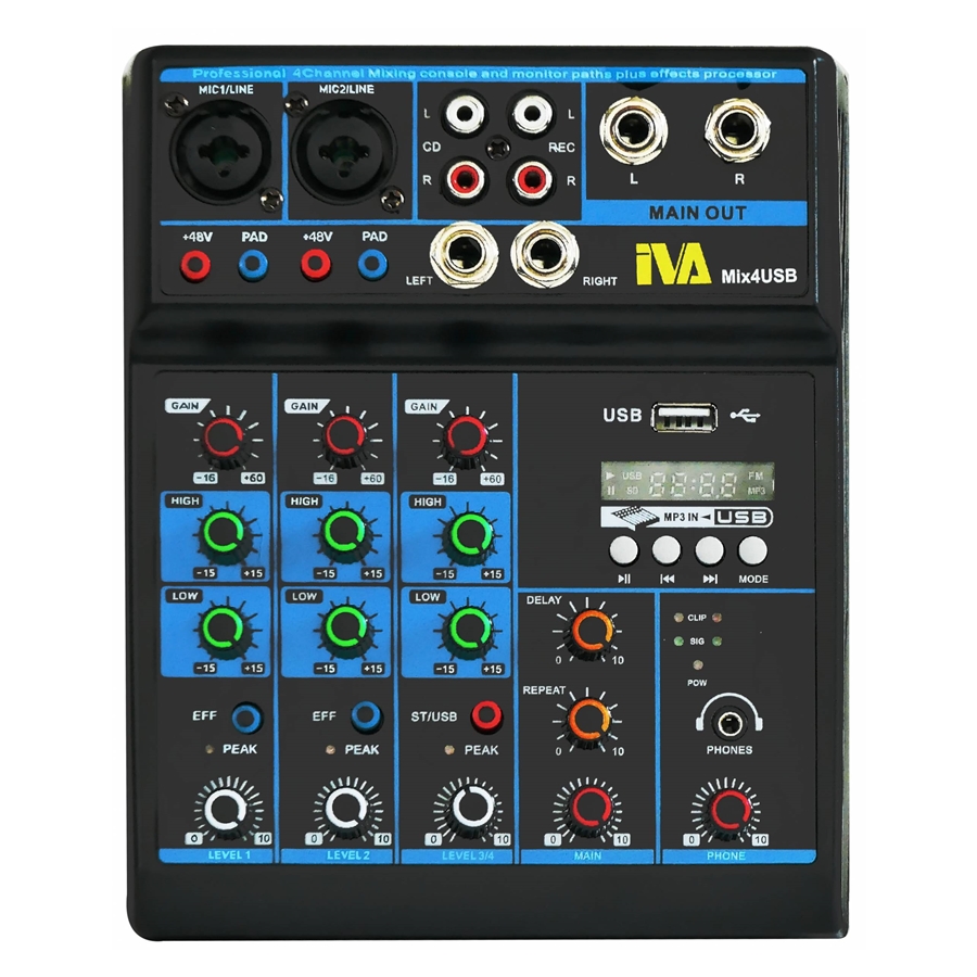 IVA - IVA Mix4USB 4-Channel Mini Mixer With USB Audio Interface & FX